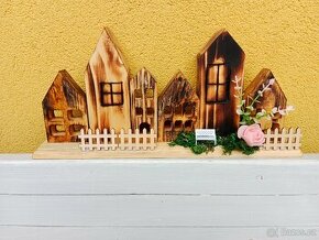 Prodám přírodní dekoraci - dřevěné domečky