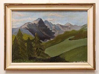 Obraz M. Kaválek, Vysoké Tatry 1965, olej na plátně 30x40