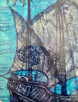 Dvojice recyklovaných 20cm secesních dlaždic. Možná od Willi