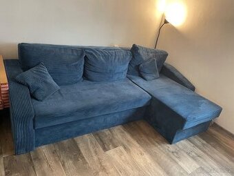 Rohová rozkládací sedací souprava DORMA modrá