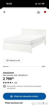 Postel SONGESTAD + matrace + rošt