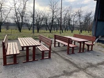 Zahradní set- lavice a stůl z masivu, ošetřené lazurou