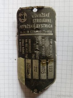 Originál štítek Jawa 50 pionýr
