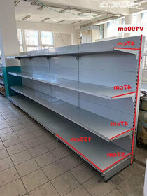 Použité kovové obchodní jednostranné regály AKCE - 1