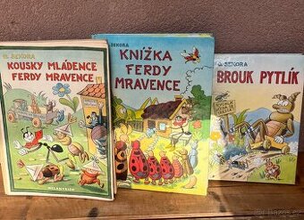 První vydání Ferdy Mravence (1950) + 2 knihy