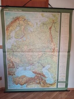 Školní obecně zeměpisná mapa SSSR evropská část