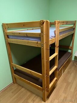 Dětská dvoupatrová postel s madracemi