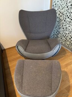 Designové otočné relaxační křeslo s podnožkou