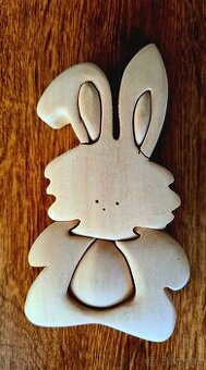 Nová dřevěná, 3D puzzle skládačka - zajíc,králík-ruční práce