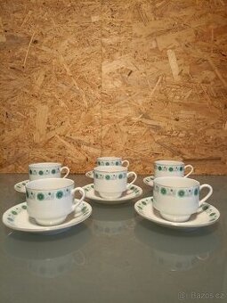 Retro porcelánová sada šálků s podšálky
