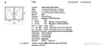 Okno trojsklo 2090x1560mm