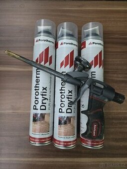 FORTUM pistole na pěnu PROFI + 3x Porotherm Dryfix PUR pěna