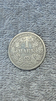 Stříbrná mince Německo – 1 Mark (1873–1907, Deutsches Reich,