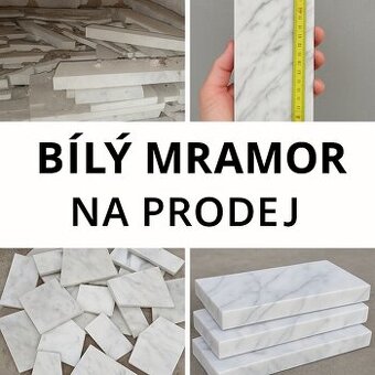 Větší množství bílého mramoru se šedým žilkováním zbytky