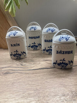 staré retro kořenky + dozy na potraviny+solnička