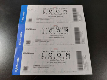 Prodám 2 vstupenky Imagine Dragons - Golden Circle