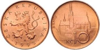 VZÁCNÁ 10 Kč 1993 - varianta malé kč + ZNALECKÝ POSUDEK