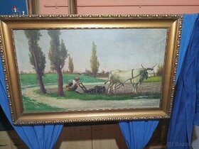 Aukční obraz. J. Šustek olej na plátně