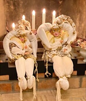 Sběratelský exkluzivní Benátský Harlekýn Venezia 50 cm