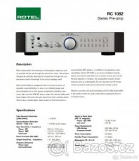 ROTEL PŘEDZESILOVAČ 1082 a KONCOVÝ ZESILOVAČ 1092 - 1
