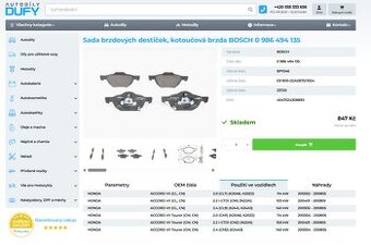 Brzdové destičky BOSCH- Honda accord 7g