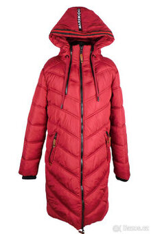 Dámský vínový prošívaný kabát s kapucí MARIKOO v. L