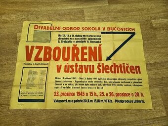 Raritní historický divadelní plakát 1945