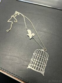 šperk - ocel broušená - krásný nápaditý náhrdelník - řetízek - 1