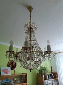 Křišťálový lustr šestiramenný z 60. let