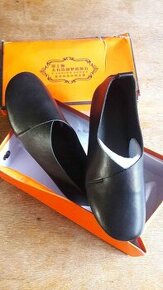 Černé kožené baleríny/polobotky, vel. 37