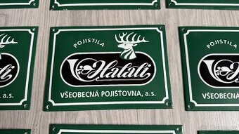 Sbírková smaltovaná? cedule – HALALI, Všeobecná pojišťovna