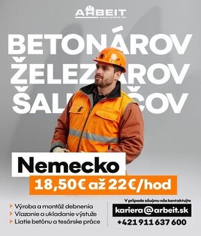 Hledáme BETONAŘE, ŽELEZOBETONÁŘE, TESAŘE / NĚMECKO
