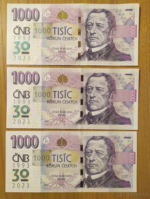 1000 - tisícovka 2023 s přítiskem, kolkem 1993 ČNB