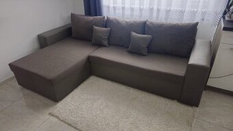 Rohová rozkládací pohovka s úložným prostorem