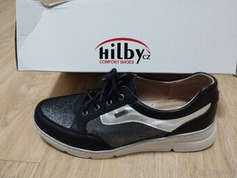 HILBY-kožené polobotky, vel. 38, málo nošené