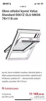 Střešní okno velux 78x118