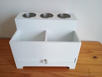 Organizér bílý dřevěný šperkovnice skříňka - 1