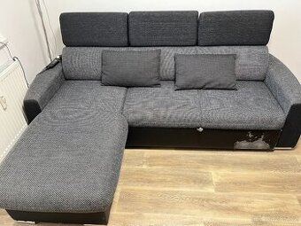 Rohová sedací souprava Sconto Lumio - šedá/černá