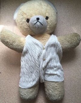 Velký zachovalý starožitný plyšový medvěd