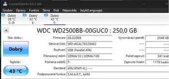 ATA disk WD 250GB zdarma externi ramecek