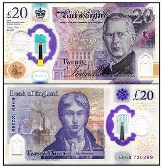 Velká Británie - 20 Liber bankovka, 2024, UNC
