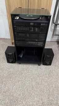 Věž HiFi z 80let SHARP W800H gramo, tape, CD, repro