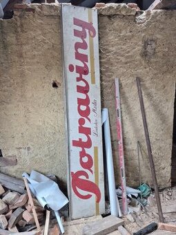 Retro kovový vývěsní štít / cedule Potraviny