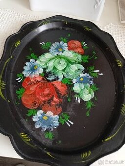 Starožitný ručně malovaný podnos