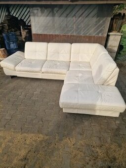 Sedací souprava kožená bílá