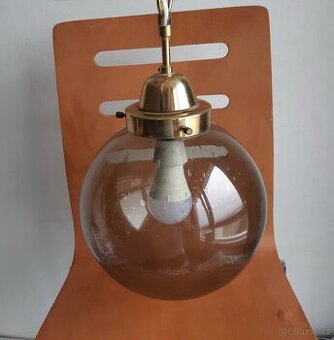 retro lustr Kamenický Šenov / koule / kouřové sklo