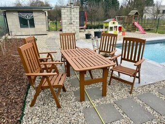 Set zahradního nábytku ze dřeva 6+1