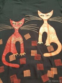 Nové  ručně  malované triko pro milovnice koček - 1
