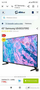 Televize Smart Samsung 43´ UE43CU7092 TOPSTAV uhl 109