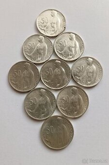 Stříbrné mince 50kčs SNP 1947
